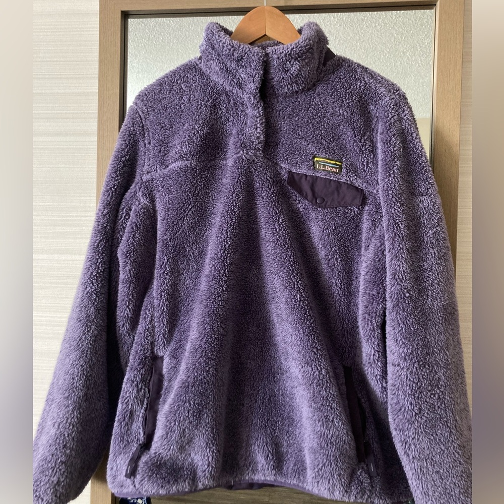 LL Bean purple pullover fleece jacket